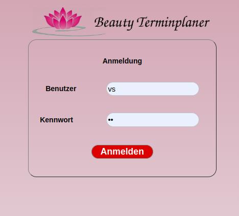 Anmeldeformular Beauty Terminplaner