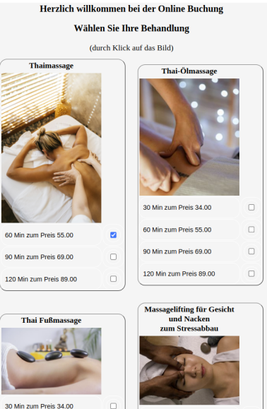 Terminplaner Artikelauswahl