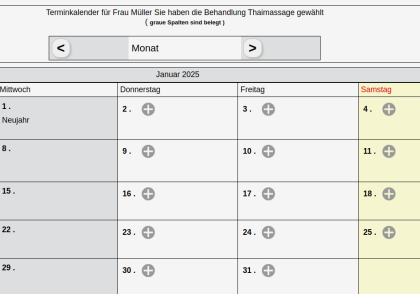 Beauty Terminplaner Termin Auswahl